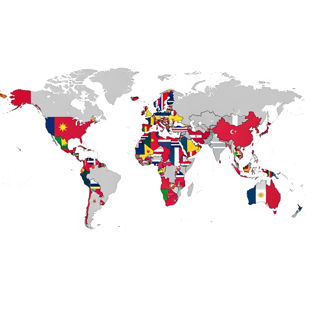 Carte du Monde avec Drapeaux des Pays Éligibles